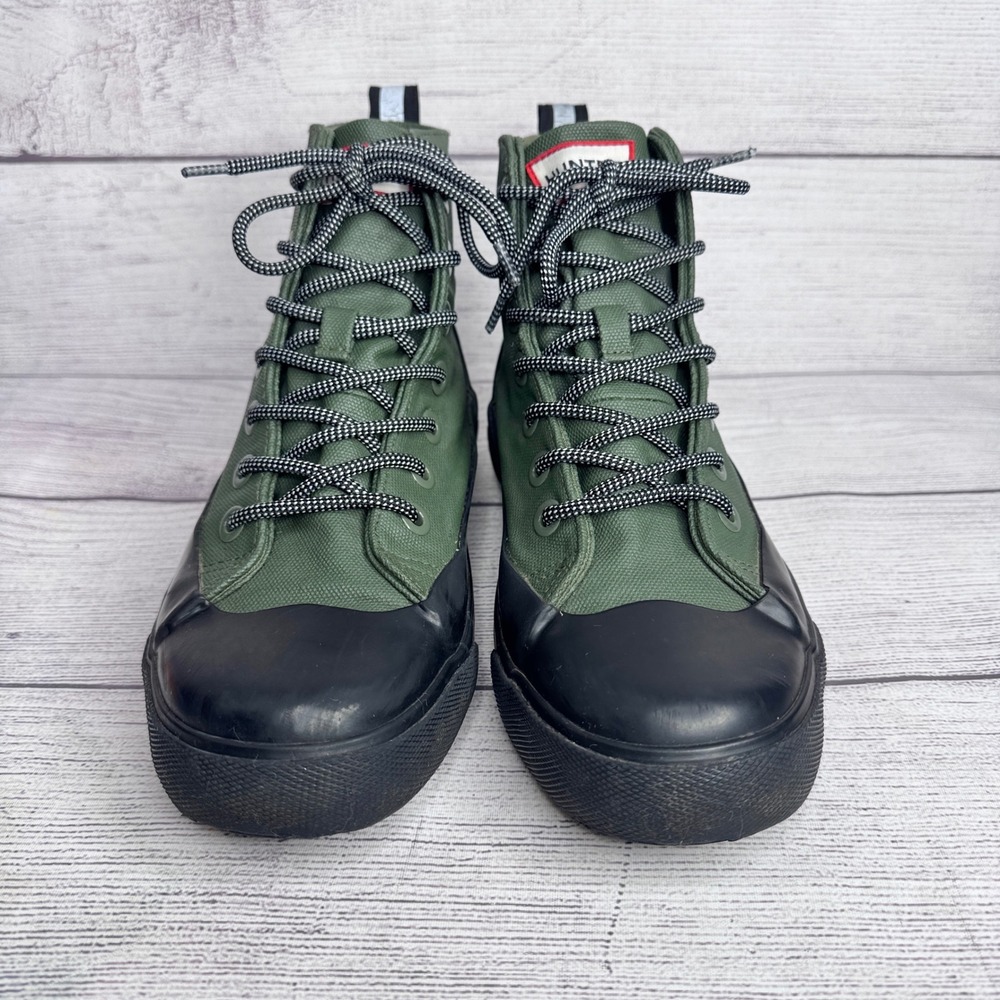 Hunter Olive Green Black High Top Sneaker Boots Womens 7.5 Mens 5.5 - Picture 5 of 7